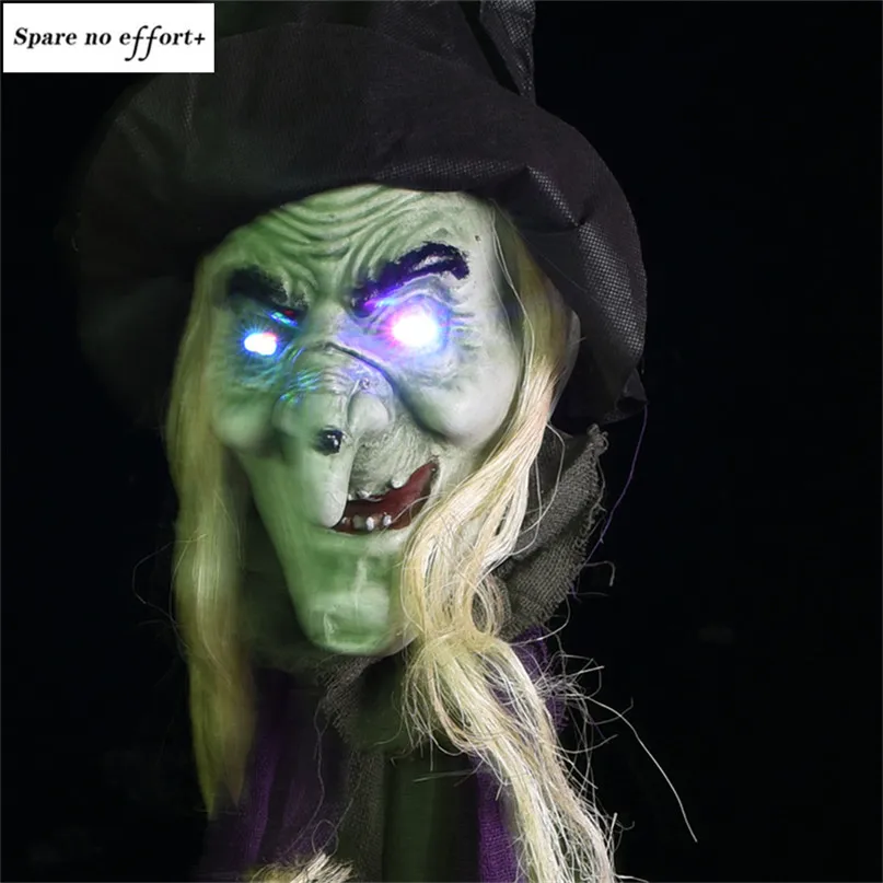 Halloween Horror Decoration House Hanging Black Witch Ornaments Halloween Creepy Prop Electric Haunted Doll Festival Witch Decor