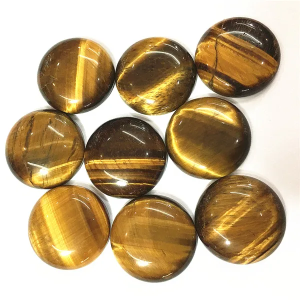 Tiger eye stone Газель 12 шт. кабошоны из натурального камня Круглые бусины 25 мм тигровый глаз Малахит Агаты опал модные бусины для изготовления ювелирных изделий - Цвет: Tiger eye stone