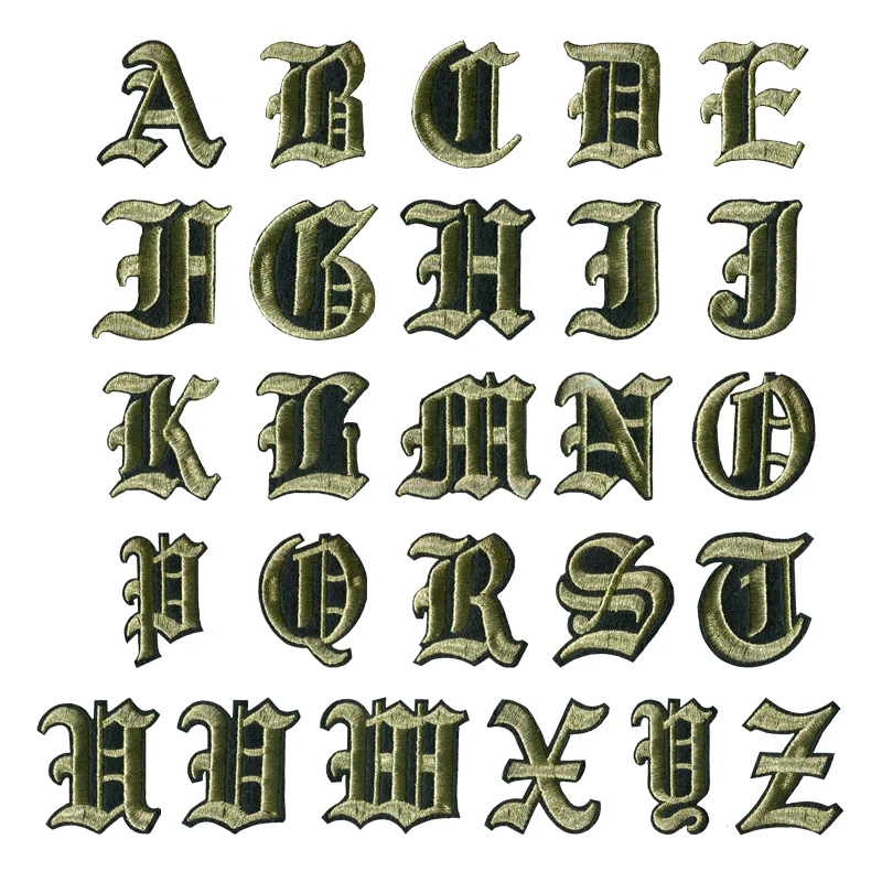 1 шт., A-Z, 5 см, высокий Английский алфавит, золотая металлическая нить, буквы, Смешанные Вышитые, Пришивные значки, железная нашивка для куртки, одежды