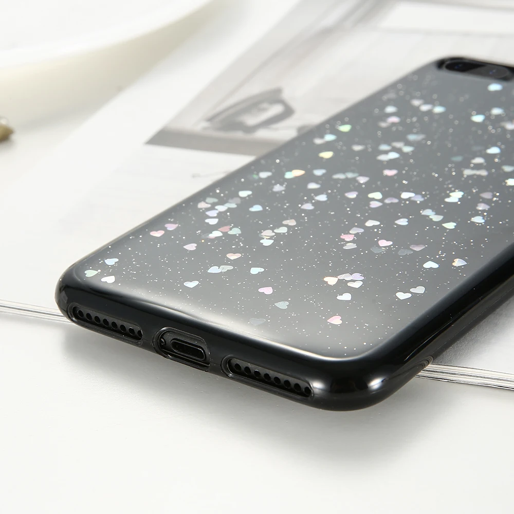 Kisscase блеск сердце любовь силиконовые чехлы для iPhone 7 6 6S плюс мода сотовый телефон
