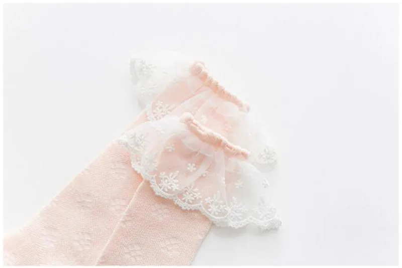 Летние дышащие детские носки для девочек новорожденных малышей до колен