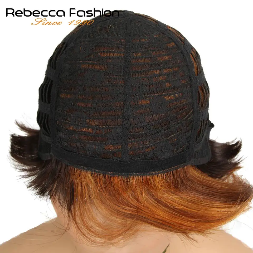 Rebecca, перуанские человеческие волосы Remy, парики для черных женщин, короткие прямые волосы, парик натурального цвета, машинный парик