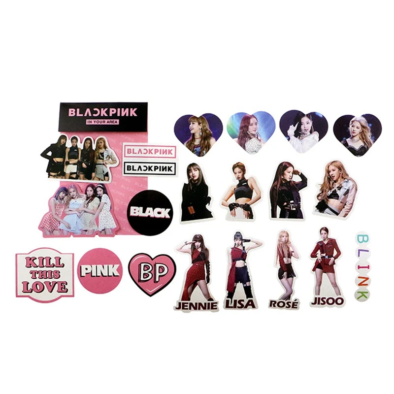 1 упаковка blackчерно-Розовые наклейки JISOO JENNIE ROSE LISA бумажные канцелярские наклейки для фанатов коллекция подарок