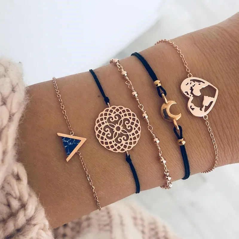 5 шт браслет набор для женщин партии легкий гальванический сплав манжеты