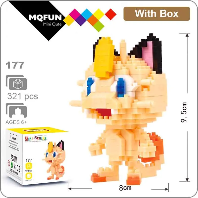LNO 177 With Box LNO мини блоки фигурки kawaii 3D Пикачу японский мультфильм Аниме пластиковые детали для конструктора игры DIY модели образовательных игрушек - Цвет: LNO 177 With Box