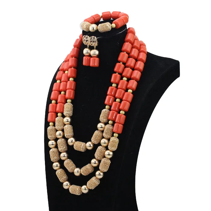 Традиционный нигерийский Свадебный комплект ювелирных изделий из коралловых