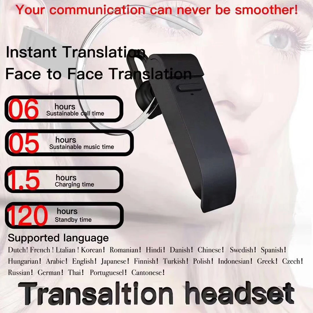 Переводные наушники 25 языков умный голосовой переводчик мгновенный перевод