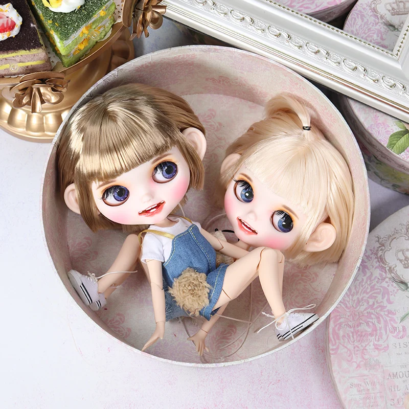 ICY blyth кукла матовое лицо белая кожа золото короткие прямые волосы костюм куклы с зубами губы брови 30 см DIY BJD SD подарок