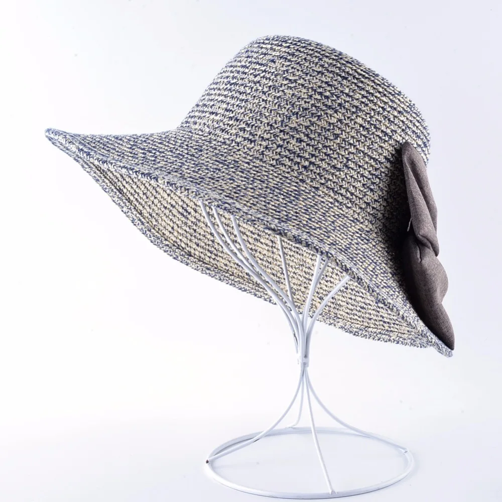 Лето сладкий лук узел Защита от солнца шляпа женская летняя крючком рафии