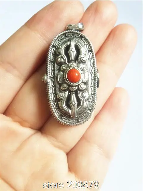 T9153 тибетская молитва Dorje Амулет Подвески Медальоны Индия 925 Серебряный