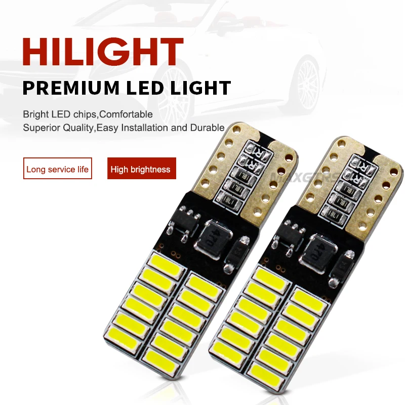 2x 800LM-1000LM T10 W5W 24Led 4014 SMD чип Canbus авто номерной знак купольный поворотный светильник белый/синий/голубой/красный