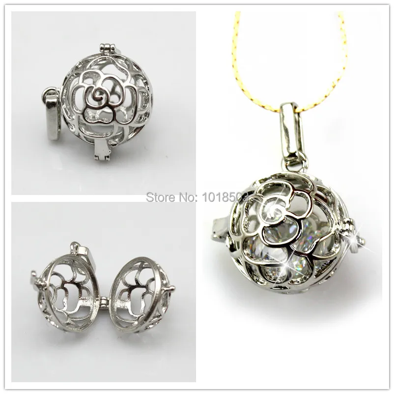 1pcs High Quality Silver plated Hollowing Round Pendants Charms Jewelry findings