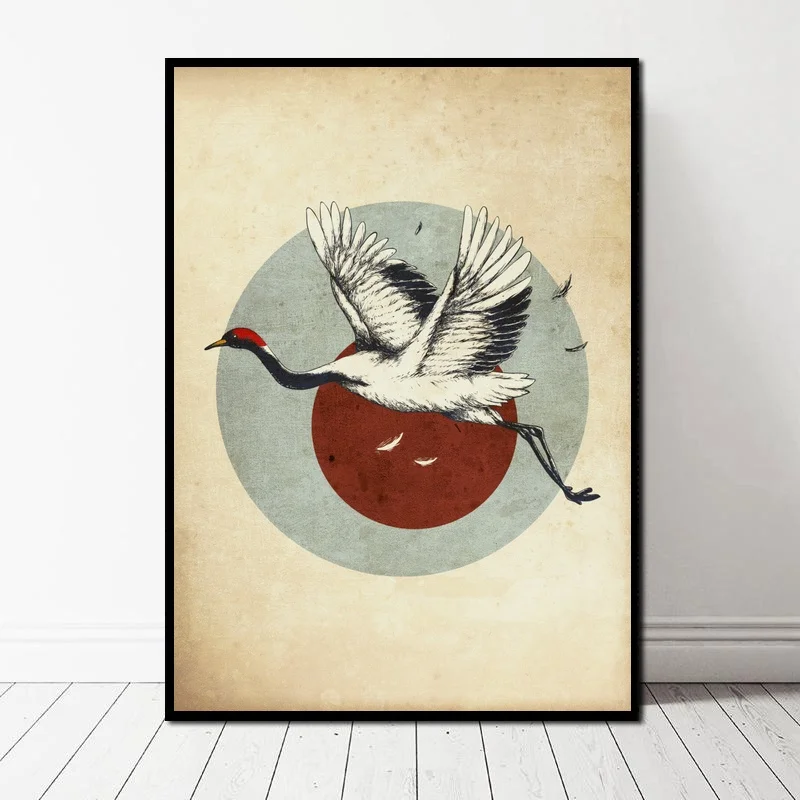 Абстрактный настенный постер в японском стиле с волнистыми суши лотосом цветами