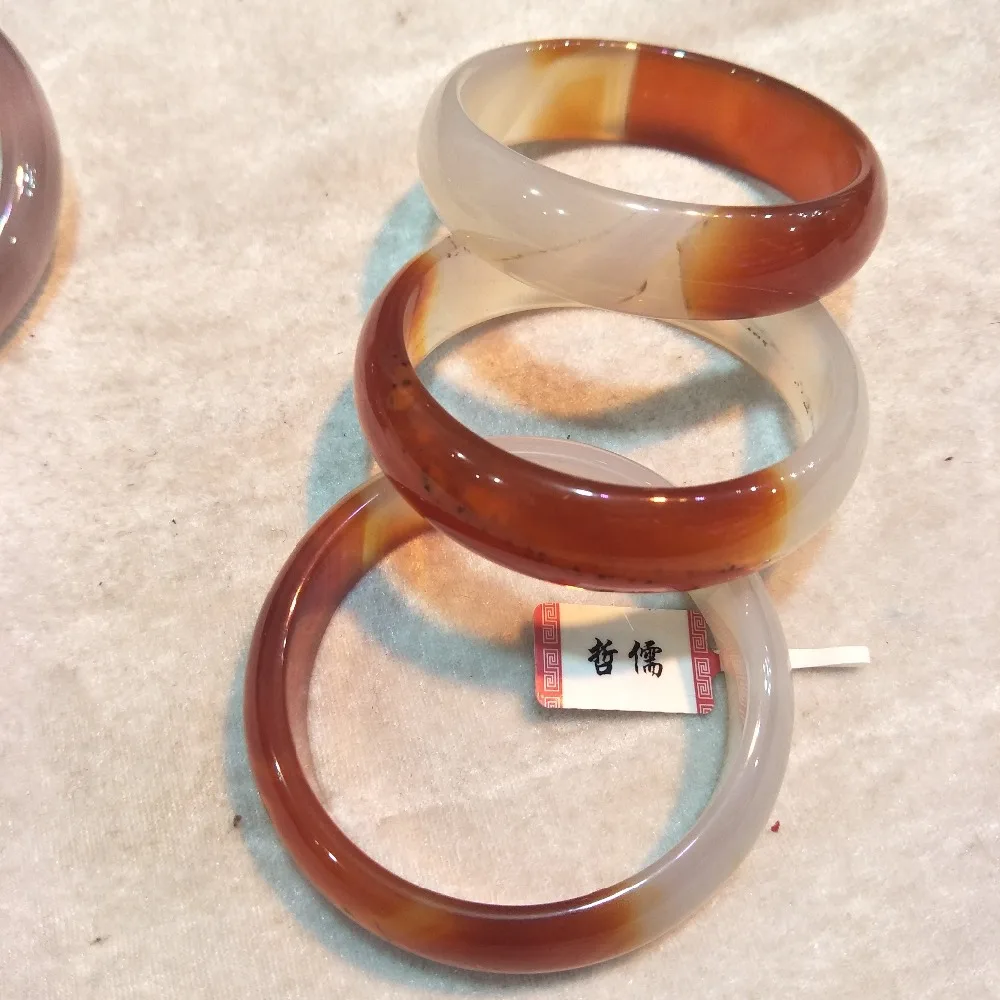 

Giving A Certificate Natural agate and chalcedony Bracelet carved red double color 54-62mm widened concubine bracelet Jewelry