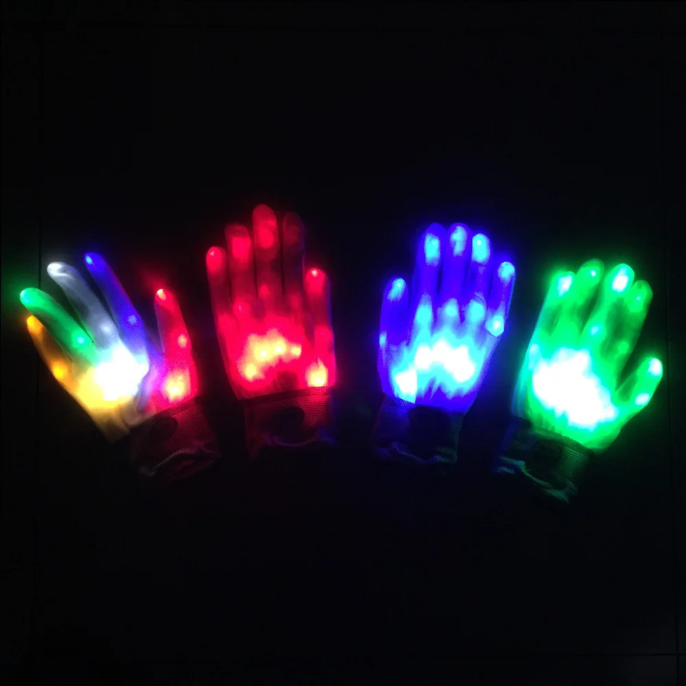 

Christmas Colorful Fluorescent Gloves Rainbow Glowing Finger Light LED Glove Toy Gift