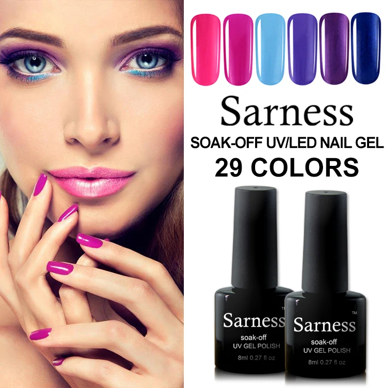Sarness Nail Art Выберите 1 шт из 29 цветов 8 мл УФ гель для ногтей Светодиодная лампа Гель
