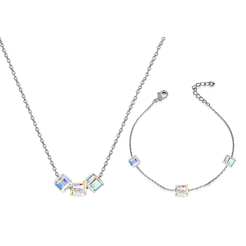 Женский ювелирный комплект из колье и браслета с кристаллами Swarovski|Ювелирные