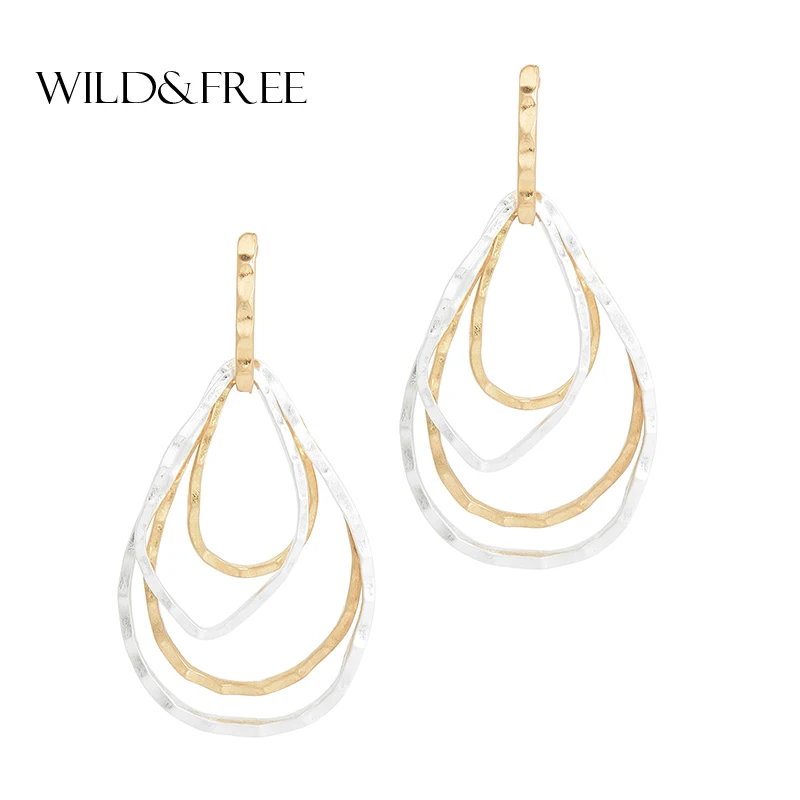 Wild &amp Free моде многослойное геометрической формы свисающие серьги для девушек