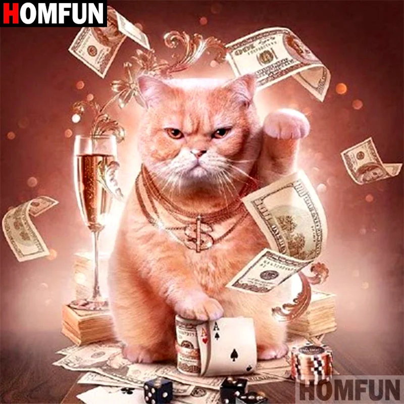 Алмазная живопись HOMFUN A16829 алмазная вышивка с квадратными/круглыми стразами 5D Кот