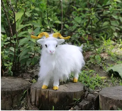 

simulation sheep hard model prop plastic&furs white goat about 19x8x16cm,home garden decoration toy gift s2684