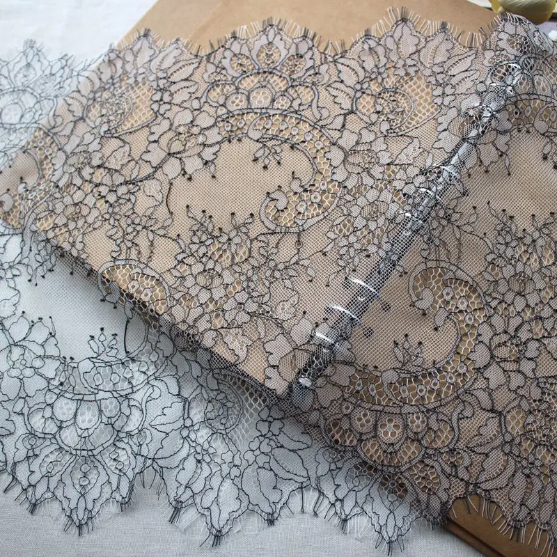 6 метров Мягкий трикотажный светильник серые + черные кружевные ткани для ресниц