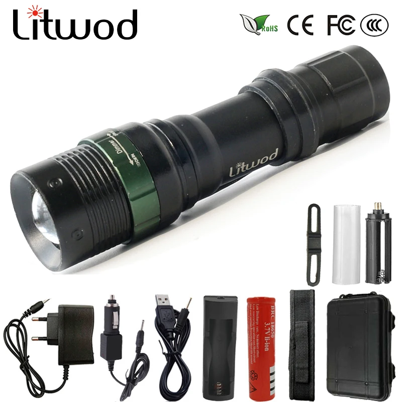 Litwod Z20CK91 алюминиевый мощный светодиодный фонарик XML T6 Водонепроницаемый