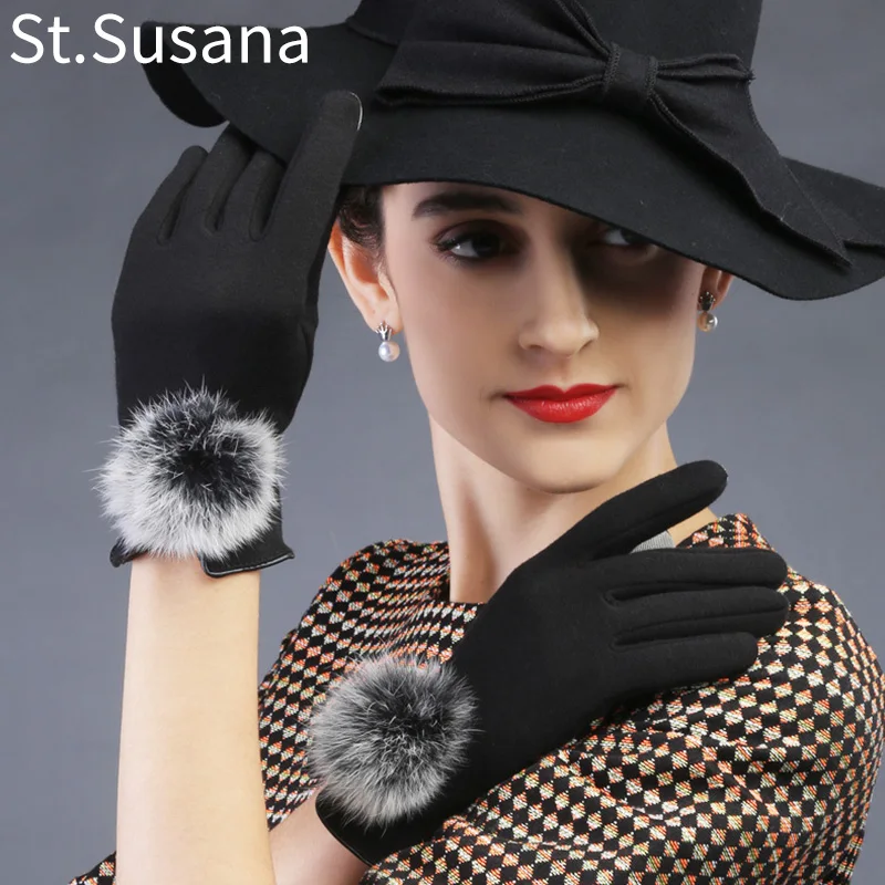 St. Susana 2018 женские перчатки осень зима модные теплые для вождения с сенсорным