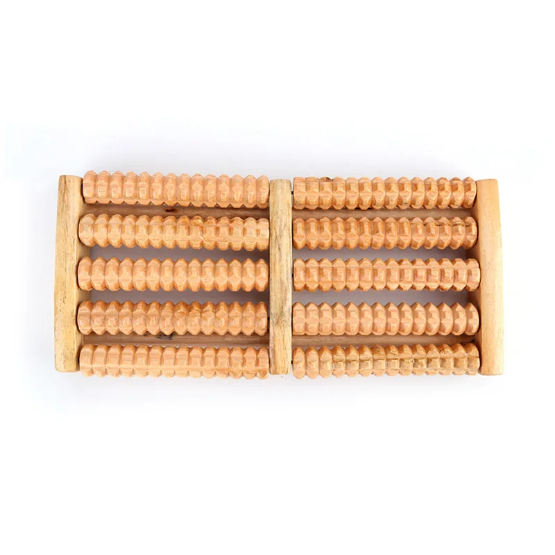 Новый 5 рядов колеса Деревянный Массажер деревянный ролик массажер для ног