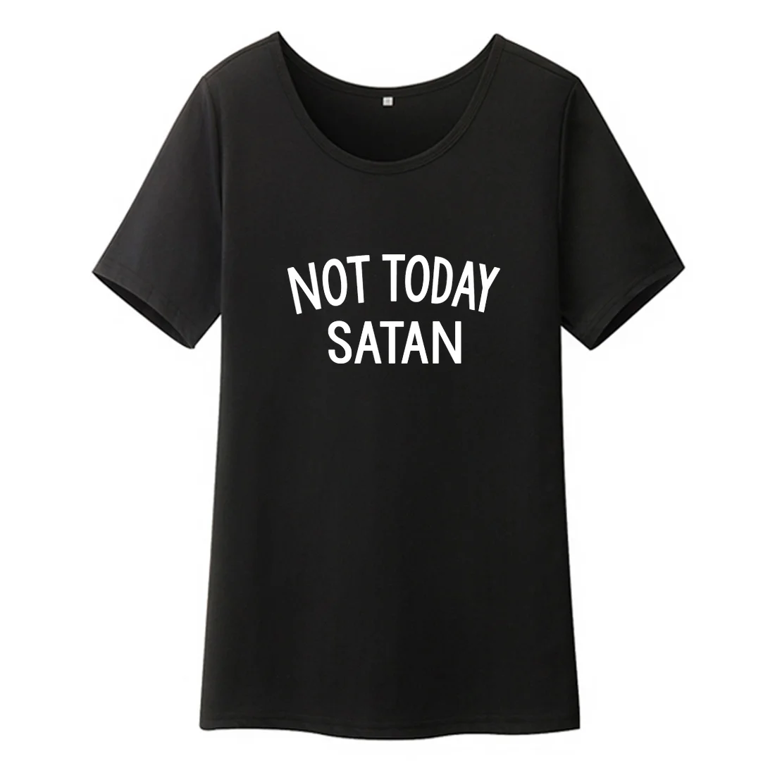 Женская футболка с коротким рукавом Not Today Satan черная и белая хлопковая Футболка