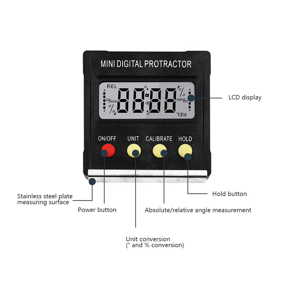 Digital Inclinometer Angle Measuring Ruler Peofessional Black ABS Student Level Gauge with | Инструменты