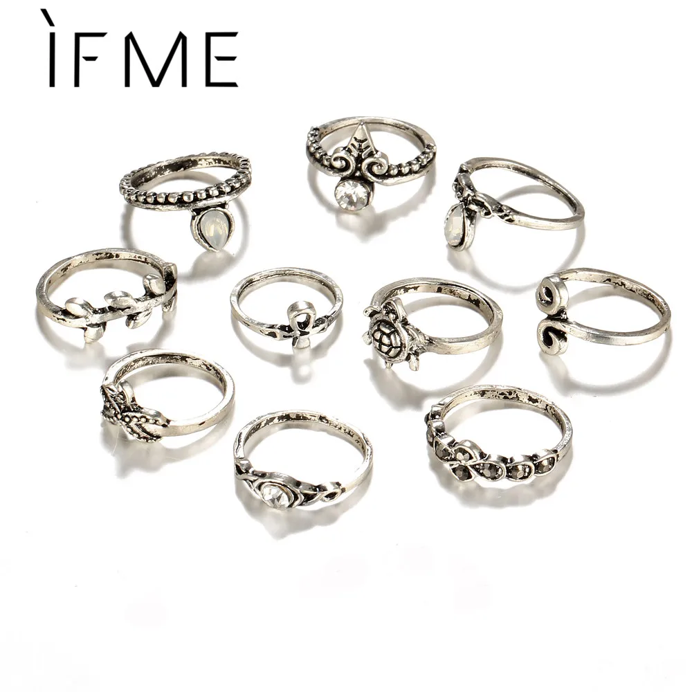 IF ME винтажные кольца в виде животных наборы для женщин античное серебро цвет