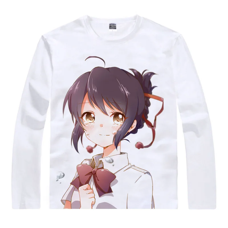 Аниме рубашка Coolprint с вашим именем Kimi No Na Wa футболки длинным рукавом Tachibana Taki Miyamizu