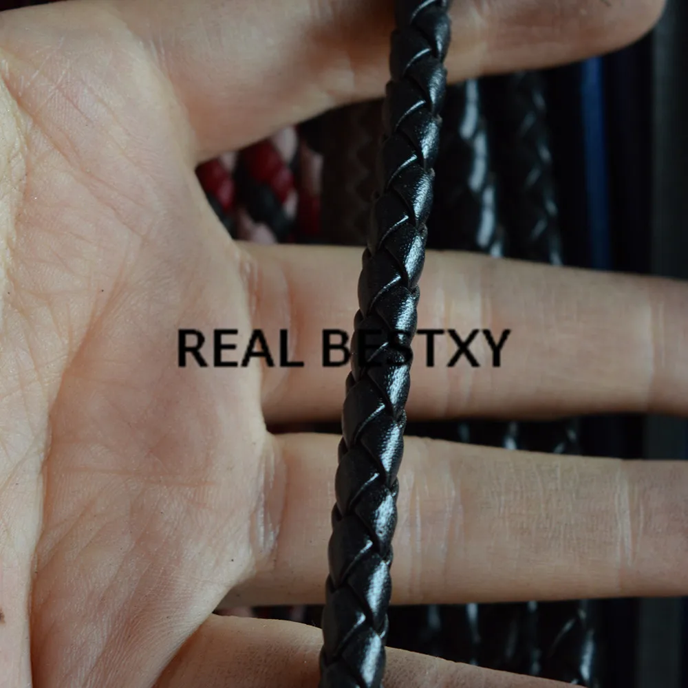 Реальные BESTXY 5 м/лот 6 мм черные плетеные круглые кожаные шнуры для изготовления