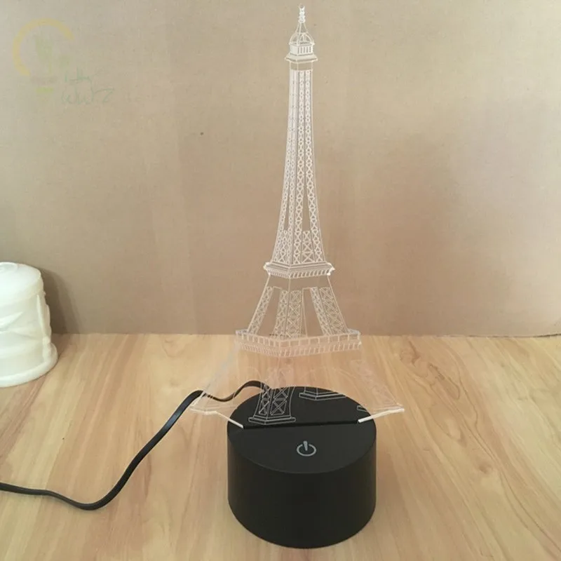 Современный фантастический дизайн 3D Эйфелева башня креативный ночник лампа