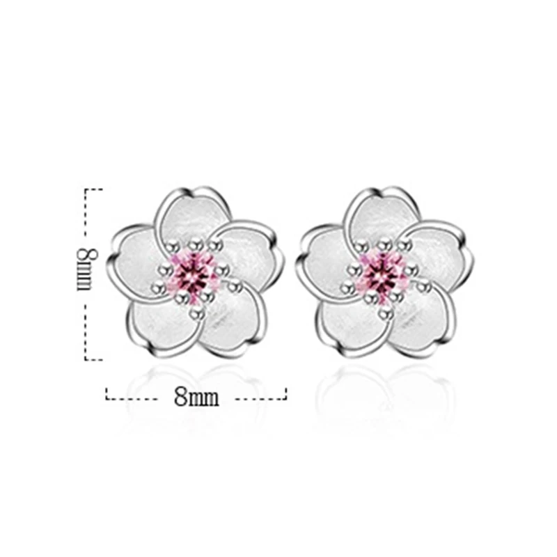 Женские серьги гвоздики с розовыми кристаллами SaiSee серебристые милые