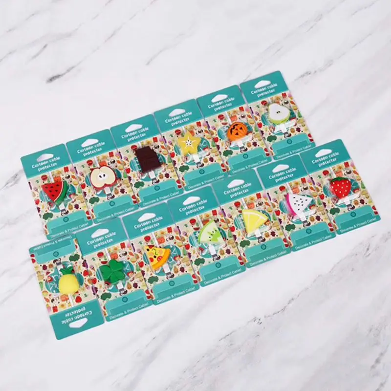 Защита кабеля USB с милым фруктовым узором мягкий силиконовый держатель для