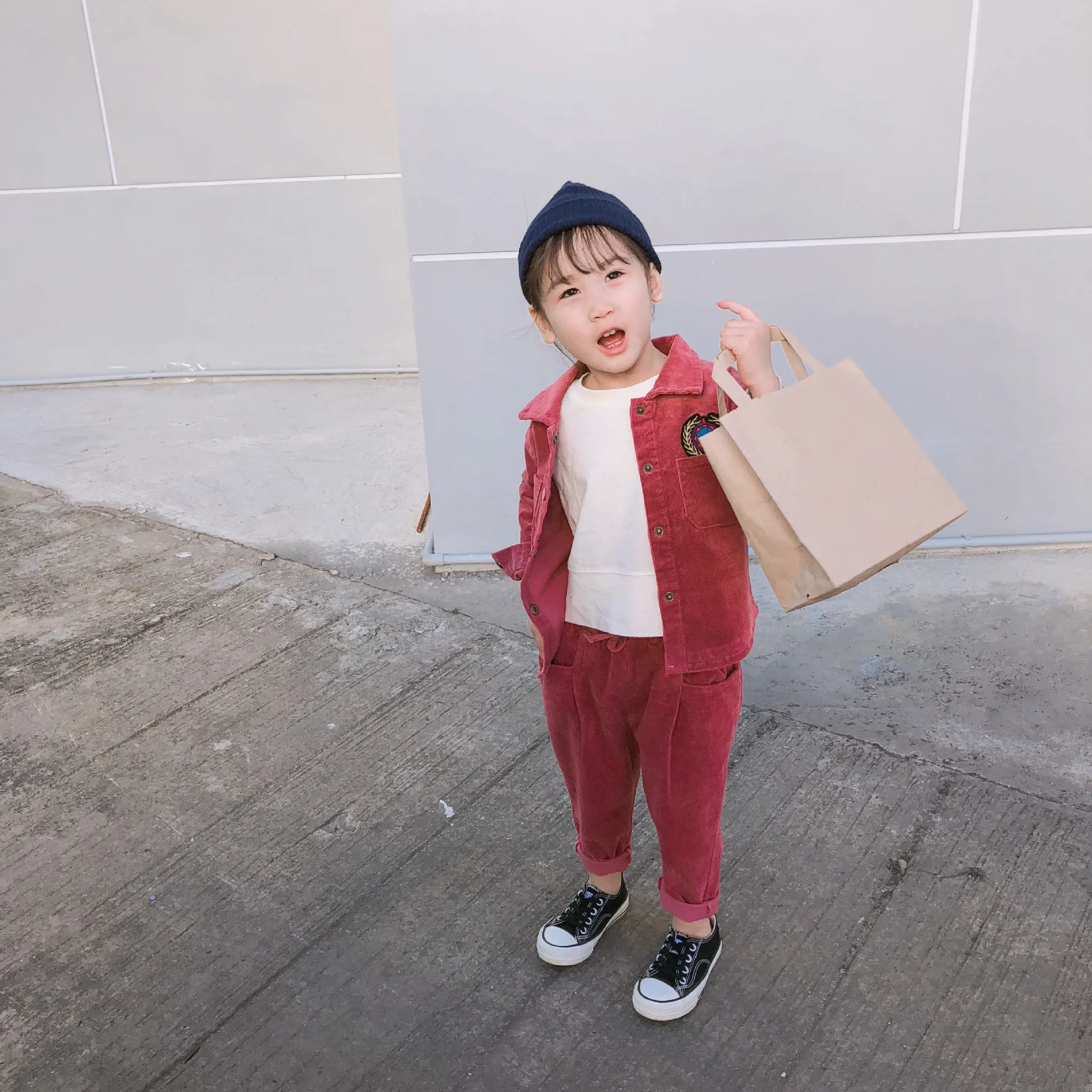 Новинка Весна 2019 комплект хлопковой одежды в Корейском стиле рубашка с длинными