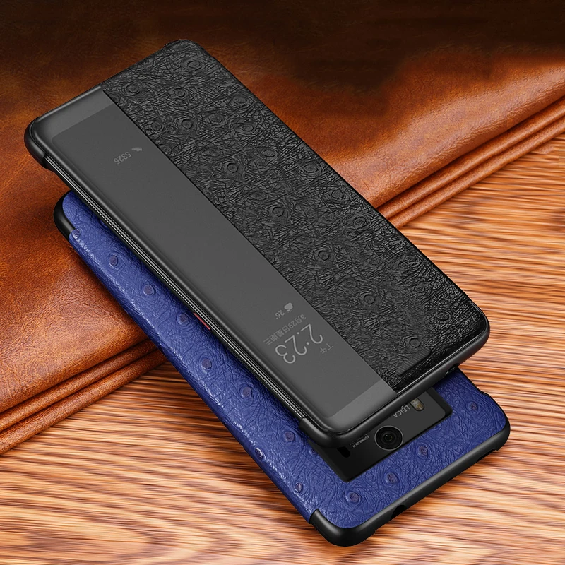 Оригинальный чехол XOOMZ из натуральной кожи страуса для Huawei Mate 10/ Pro Smart Auto Flip Cover