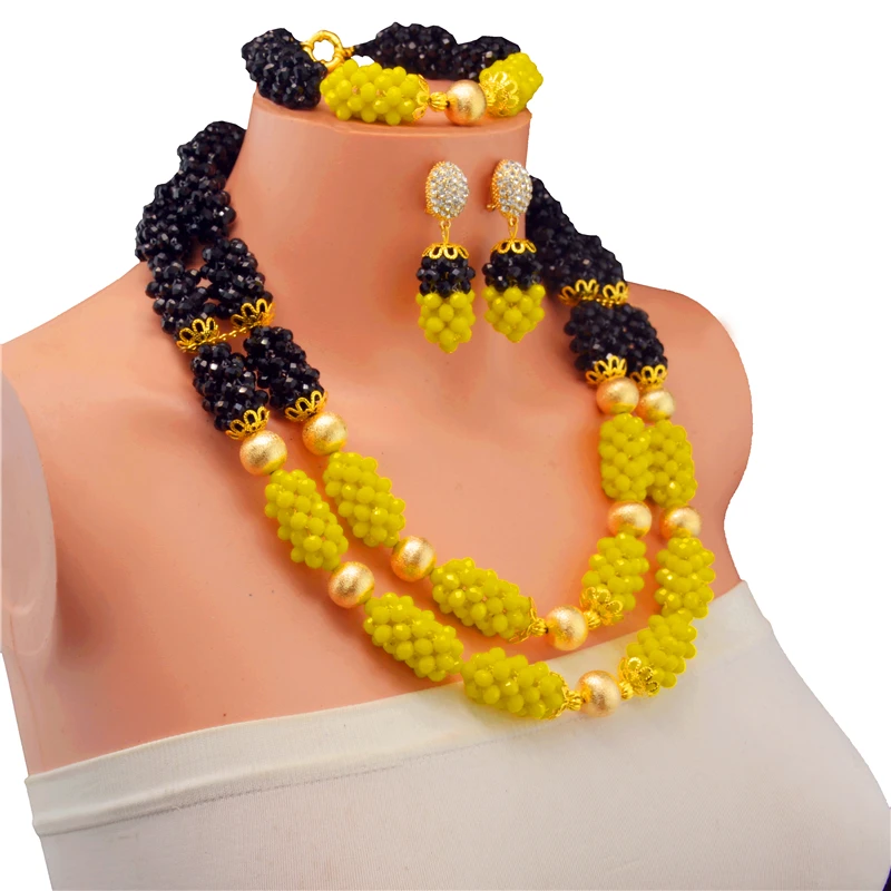 2017 последние африканские бусы нигерийские Свадебные Ювелирные наборы черный