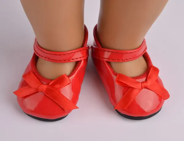 American Girl Doll Shoes Fits 18 inch Patent Leather With Bow Accessories 12 Colors for 18&quot Dolls LH1 | Игрушки и хобби