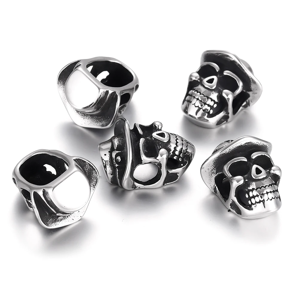 4шт. набор из нержавеющей стали отверстие 6мм армейский нож Lanyard бороды бусины большой слайд череп ожерелье подвеска ручной работы браслет.