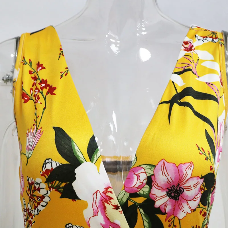 2019 летняя одежда женское платье без рукавов с принтом в виде листьев лотоса для