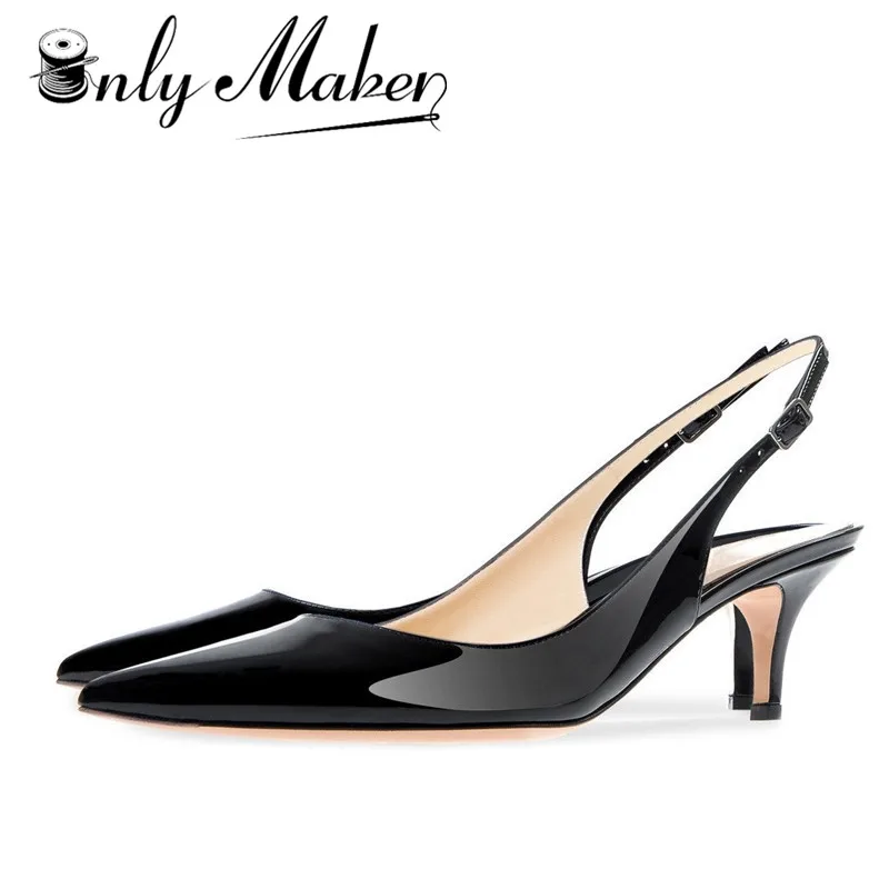 

Onlymaker Women's Pointed Toe 6.5cm High Heel Slingback Ankle Strap Kitten Heels Stiletto Sandals