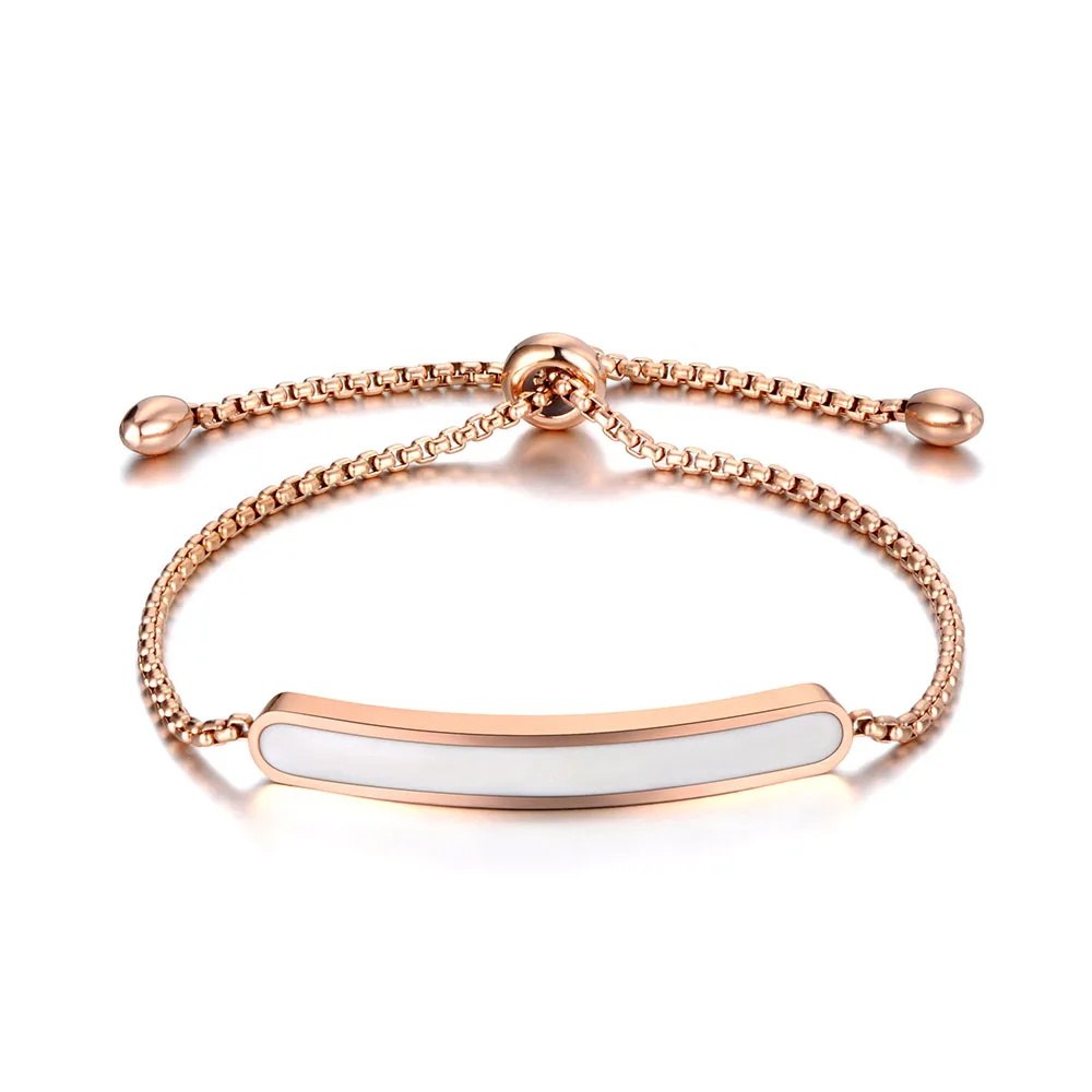 Rose Gold White Lokaer титановая нержавеющая сталь черный/белый глазурь цепи и звенья браслеты для женщин розовое золото Регулируемый размер браслет B19070 - Окраска металла: Rose Gold White