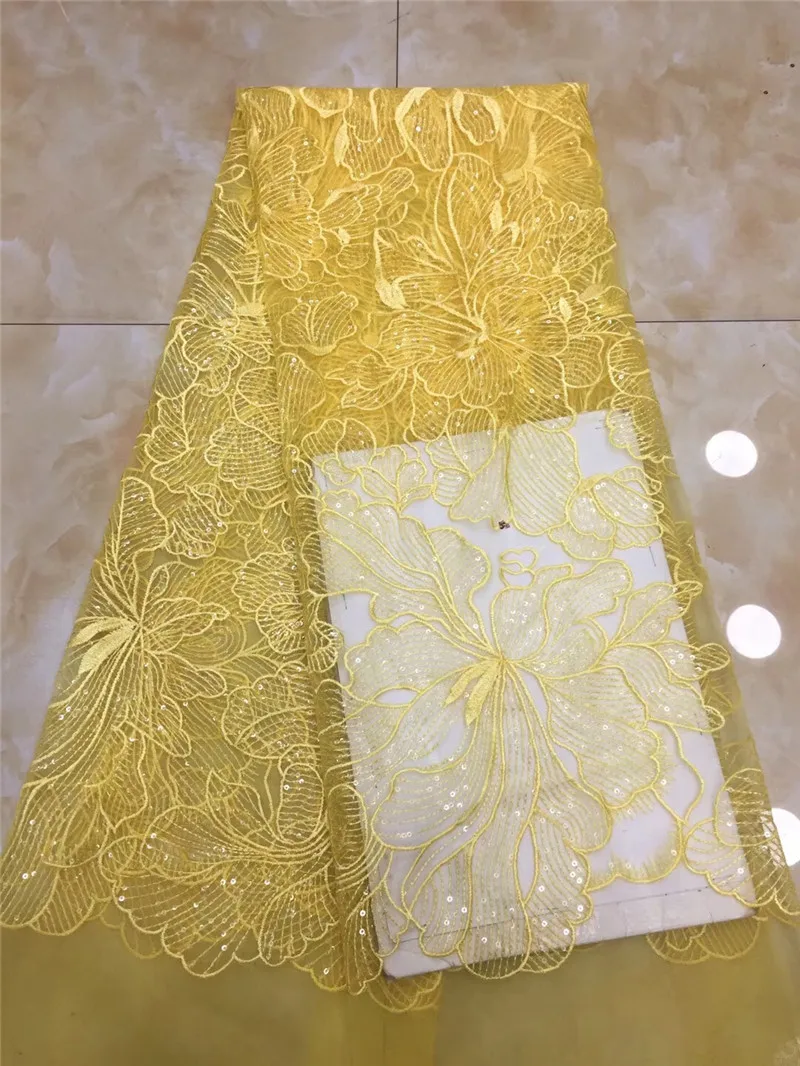 

JRB-10710 best quality african French Lace Fabric with clear sequins embroidered African Tulle Lace Fabric