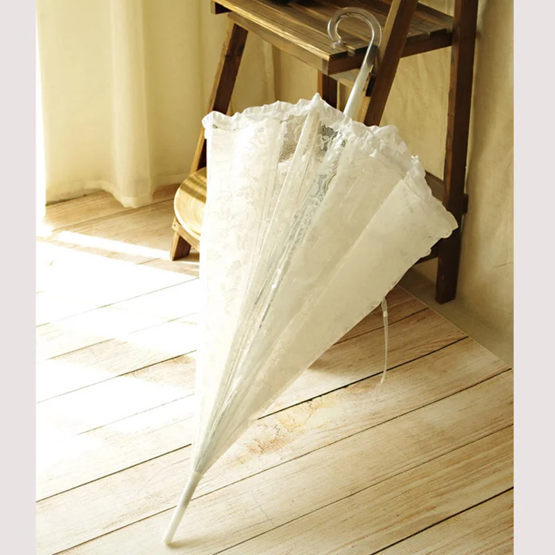 

Semi-Automatic Arched Mushroom Lace Apollo Transparent Umbrellas for Long Handle Umbrella Lolita Fashion 50XX309