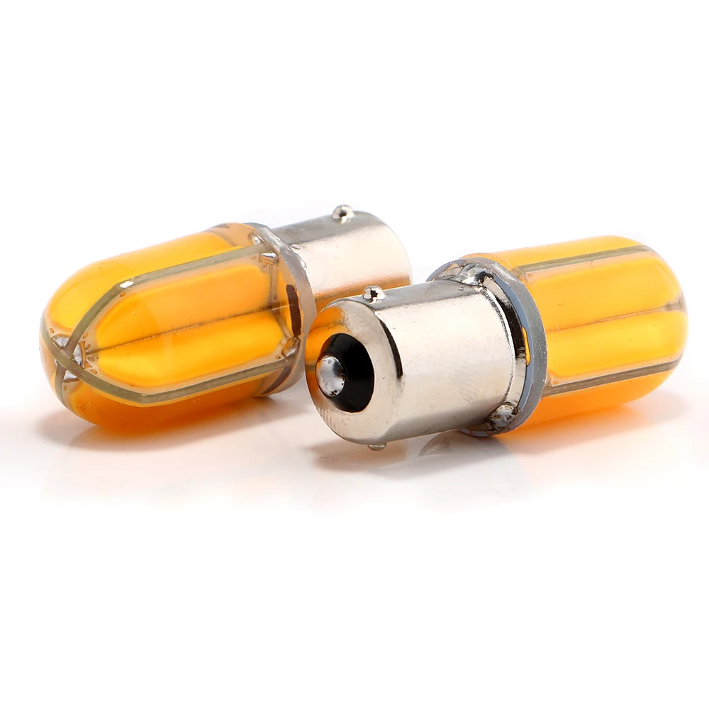 2 шт. AC/DC 12V COB 48 SMD кремнезема белый янтарь S25 1156 BA15S 1157 BAY15D 960Lm светодиодные лампы