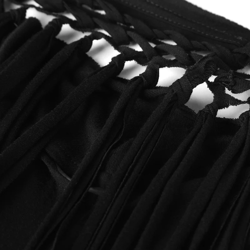 

Punk Rave Gothic Victorian Tassel Hollow Burnt Out Knit Short Sleeve Top Shirt PT066 Fashion