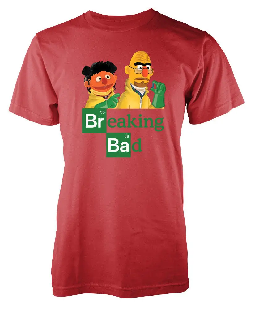 Мужская хлопковая футболка с круглым вырезом и коротким рукавом Sesame Breaking Street Bad