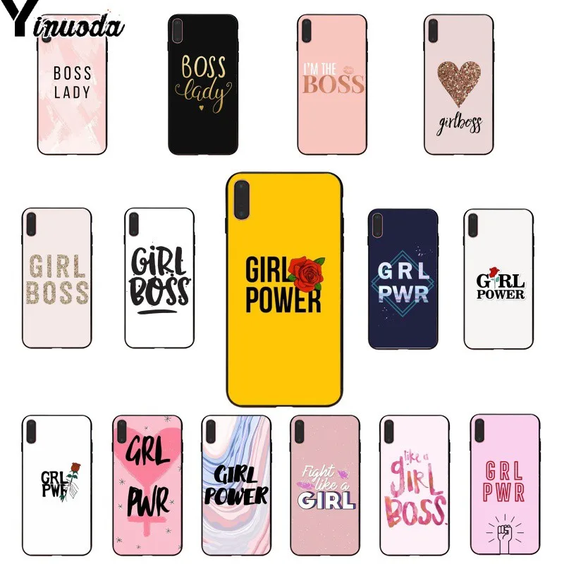 Yinuoda Boss lady Girl power TPU Мягкий силиконовый чехол для телефона Apple iPhone 8 7 6 6S Plus X XS MAX 5 5S SE